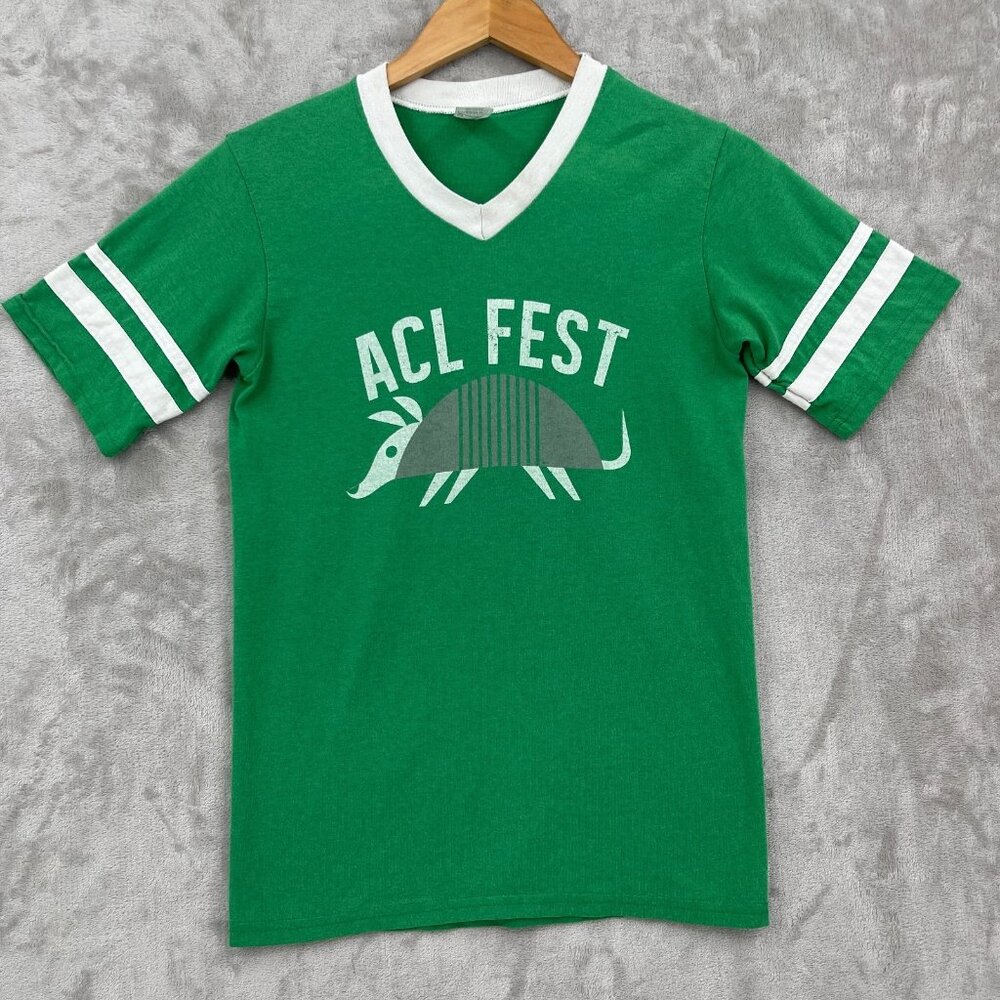 ACL Austin City Limits 2014 Armadillo V-Neck Retro Double Sided Tee